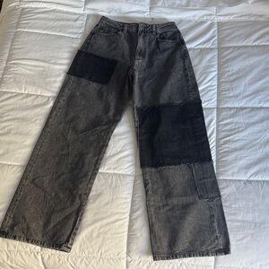 Garage Dark Gray Patchwork Wide Leg Jeans